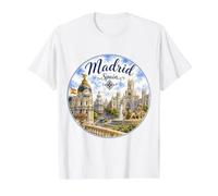 Madrid España Viajes Europa Sitios históricos Camiseta gráfica económica, Hombre, Blanco, S