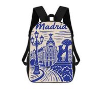 Madrid Illustration with Bear And Tree Mochila Escolar Infantil De 17 Pulgadas Con Estampado 3D, Mochila Moderna Para Niños, Mochilas De Viaje, Bolsas Para Libros, Mochila Escolar Infantil