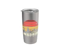 Madrid Retro Vintage Souvenir Skyline Madrid Vaso térmico de acero inoxidable de doble pared