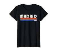 Madrid Spain Retro 70s 80s Style Camiseta gráfica económica, Mujer, Negro, L