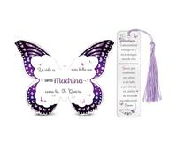 Madrina Regalos Día de la Madre Apreciar Regalo para Cumpleaños Madrinita Regalo Día de la Familia Mujeres Navidad Carteles y Placas Marcapáginas Acrílico 2 Piezas Mariposa de Año Nuevo para Ella