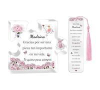 Madrina Regalos Día de Madre Rompecabezas Forma Marcadores de 2 Piezas Set de Día Familia Cumpleaños Tía Decoración Placas Acrílicas Navidad Mujeres Apreciación Jubilación Claveles Gracias Recuerdos