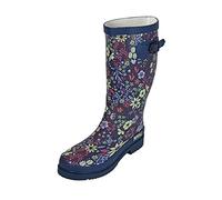 MADSea Botas de agua para mujer, diseño floral, caña larga, Azul con estampado floral, 40 EU