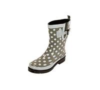 MADSea Ocean Botas de Goma Botas de Agua para Mujer Media Caña Amarillo Lunares Gris