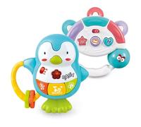 MADY | Set Musical para Bebé - Pingüino y Pandereta con Sonido, Luces y Texturas - Juguetes Educativos Interactivos desde 6 Meses