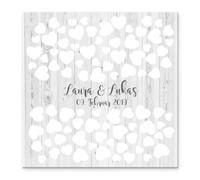 Madyes Lienzo de la Boda Huellas Dactilares Libro visitas Personalizado corazón árbol para la Pareja de Novios como un Regalo, la decoración, Nombre con Fecha. 50x50 cm Ancho sobre Bastidor