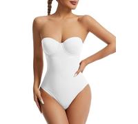 Maeau - Body Reductor Mujer Sin Tirantes con Aros Faja Reductora Vientre Plano Moldeador Bodysuit Adelgazante M Blanco