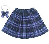 Maeau Falda corta plisada a cuadros con elástico en la cintura, faldas universitarias y colegiales, patinadora de tenis, con pantalones cortos integrados, pajarita, 120-170 cm/5-14 años, 11, 150 cm