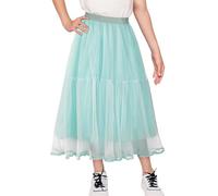 Maeau - Niña Falda de Tul Tutú Volantes Larga Faldas en Capas de Malla de Princesa Plisada Línea A Maxi Falda Primavera Verano - Verde - 4-5 años