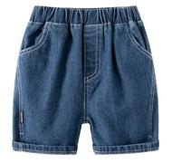 Maeau - Pantalón Vaquero Corto Verano Niño Jean Bermuda Clásica Cintura Elástica Short Jean Rasgados Retro Shorts Vaqueros Casual Short Denim - Azul - 3-4 Años