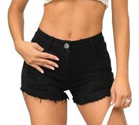 Maeau - Pantalones Cortos para Mujer Rotos Vintage Shorts Vaqueros Moda Casual Pantalones Cortos de Jean - Negro - XL