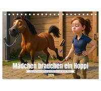 Mädchen brauchen ein Hoppi (Tischkalender 2026 DIN A5 quer), CALVENDO Monatskalender: Wenn Pferde machen, was sie wollen - und Mädchen trotzdem durchhalten
