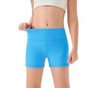 Mädchen hohe Taille Yoga Tanzshorts Bequem Sport Capri weich elastisch Gymnastik Shorts Kinder Sommer Freizeithose Mädchen (Sky Blue, 11-12Years)