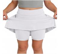 Mädchen Sportrock mit integrierter Shorts Taschen Tennis Cheerleading Bequem elastisch atmungsaktiv Sommer Freizeit Rock Mädchen (White, 7-8 Years)
