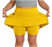 Mädchen Sportrock mit integrierter Shorts Taschen Tennis Cheerleading Bequem elastisch atmungsaktiv Sommer Freizeit Rock Mädchen (Yellow, 8-9 Years)