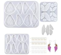 MaehSab 4 moldes de resina de alas de hada de mariposa, alas de mariposa de resina, moldes de silicona de fundición epoxi para aretes, collares, colgantes, joyas, llavero colgante de bricolaje