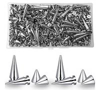 MaehSab - Juego de 230 pinchos de cono para árbol de metal, remaches de punta de rosca para Halloween, cosplay, bricolaje, decoración de cuero, accesorios de ropa estilo punk rock (plateado)