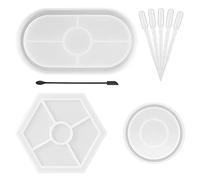 MaehSab Kit de molde de resina para bandeja de bricolaje de 3 piezas, molde de plato de plato ovalado de silicona para manualidades, molde de montaña de resina epoxi para joyería de terrazo Jesmonite