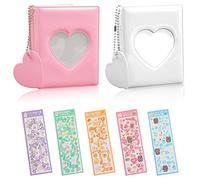 MaehSab - Set de 2 Mini Álbumes de Fotos de 3 Pulgadas, Soporte para Tarjetas Kpop y Tarjetas de Identificación con 5 Hojas