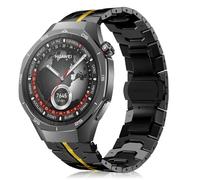 MaEiol 22mm Correa Metal para Huawei Watch 5 46mm / Huawei Watch GT 5 Pro/GT 5/GT 4 46mm /4 Pro 48mm, Iron Man Premium Metal Acero Inoxidable Correa Repuesto para Hombre y Mujer, Negro&Oro