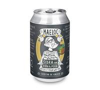 Maeloc - Sidra de Piña y Pera Exótica y Refrescante, Bebida Tradicional, Sin Gluten, con Manzanas Gallegas, Zumos de Piña y Pera, Aroma Fresco a Piña - Pack de 12 latas x 33 cl