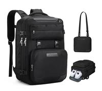 Maelstrom Mochila de viaje para mujeres y hombres, mochila para laptop de 17 pulgadas, mochila impermeable para aviones con bolsa cruzada desmontable y compartimento para zapatos, negro, mediano