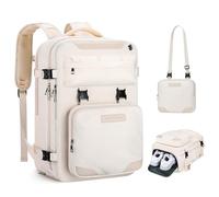 Maelstrom Mochila de viaje para mujeres y hombres, mochila para laptop de 17 pulgadas, mochila impermeable para aviones con bolsa cruzada desmontable y compartimento para zapatos, beige, grande