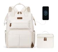 Maelstrom Travel Backpack for Women Men,Laptop Backpack Fits 15.6-17.3 Inch Laptop, Nurse/Teacher/Work Bag with Insulated Lunch Box,Water Resistant Carry On Backpack,Beige