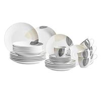 MÄSER 931215 - Vajilla para 6 personas, 30 piezas, con formas sin bordes, porcelana, color blanco