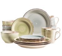 MÄSER 931603 Bel Tempo II - Vajilla para 4 personas (16 piezas, cerámica pintada a mano, cerámica), color azul y verde