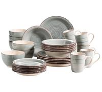 MÄSER 931612 Bel Tempo II - Vajilla para 6 personas (30 piezas, cerámica pintada a mano), color azul