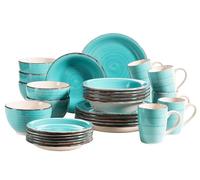 MÄSER 931614 Bel Tempo II - Vajilla para 6 personas (30 piezas, cerámica pintada a mano), color turquesa