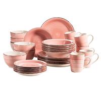 MÄSER 931615 Bel Tempo II - Vajilla para 6 personas (30 piezas, cerámica pintada a mano), color rosa