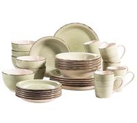 MÄSER 931616 Bel Tempo II - Vajilla para 6 personas (30 piezas, cerámica pintada a mano), color verde