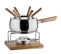 MÄSER 931895 - Juego de fondue para 6 personas en diseño moderno y rústico, ideal para fondue de carne, 10 piezas, incluye tenedores de fondue y quemador de fondue, acero inoxidable, 1,9 litros