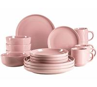 MÄSER 934005 Serie Alenia - Vajilla para 4 personas con diseño moderno escandinavo, 16 piezas de cerámica en color rosa, gres