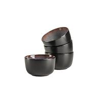 MÄSER 935132 Serie Teona - Juego de 4 cuencos para cereales con esmalte reactivo verde y marrón, 4 cuencos de cerámica en forma moderna y discreta de Coupe, gres
