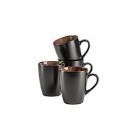 MÄSER 935133 Serie Teona - Juego de 4 tazas de café con esmalte reactivo verde-marrón, 4 tazas de café grandes de cerámica en forma moderna y discreta, gres, 340