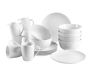 MÄSER 993650 Barca - Vajilla para 6 personas (porcelana, 18 piezas), color blanco
