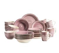 MÄSER Bel Tempo II - Vajilla para 6 personas (cerámica, 30 piezas, cerámica pintada a mano), diseño vintage