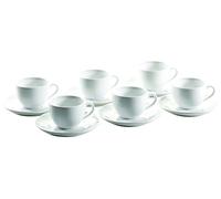 MÄSER Domestic Colombia 924227 - Tazas de café con Plato (18 cl, 15 cm, 6 Unidades), Color Blanco