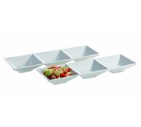 MÄSER Josef Domestic Professional 923305 Trendy Line - Bandeja para aperitivos con 3 espacios (2 unidades, 27,5 x 9 cm), color blanco
