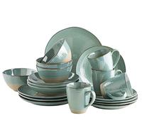 MÄSER Nottingham - Juego de vajilla vintage para 4 personas, 20 piezas, con formas irregulares redondas de aspecto retro, gres, color verde turquesa