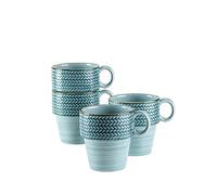 MÄSER Prospero - Juego de 4 tazas de café pintadas a mano, diseño vintage, color azul