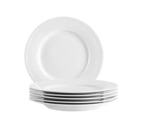 MÄSER Serie Arlona, juego de platos para 6 personas, 6 platos llanos de porcelana, atemporales, elegantes, porcelana, color blanco