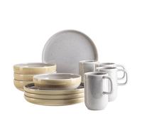 MÄSER, Serie Candy - Juego de desayuno para 4 personas, vajilla en color pastel y forma redonda moderna, fabricada en Portugal, gres, lila