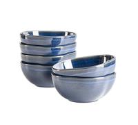 MÄSER Serie Cordelia - Cuencos para 6 personas de gres de alta calidad, juego de 6 tazas; moldes irregulares para vajilla, gres, azul real