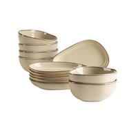 MÄSER Serie Cordelia - Juego de aperitivos (12 piezas, gres de alta calidad, formas irregulares, gres, arena)