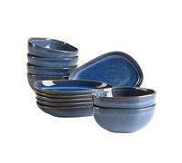 MÄSER Serie Cordelia - Juego de aperitivos (12 piezas, gres de alta calidad, formas irregulares, gres, color azul real)