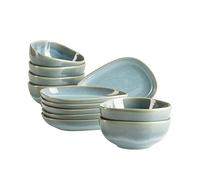 MÄSER Serie Cordelia - Juego de aperitivos (12 piezas, gres de alta calidad, formas irregulares, gres, verde)